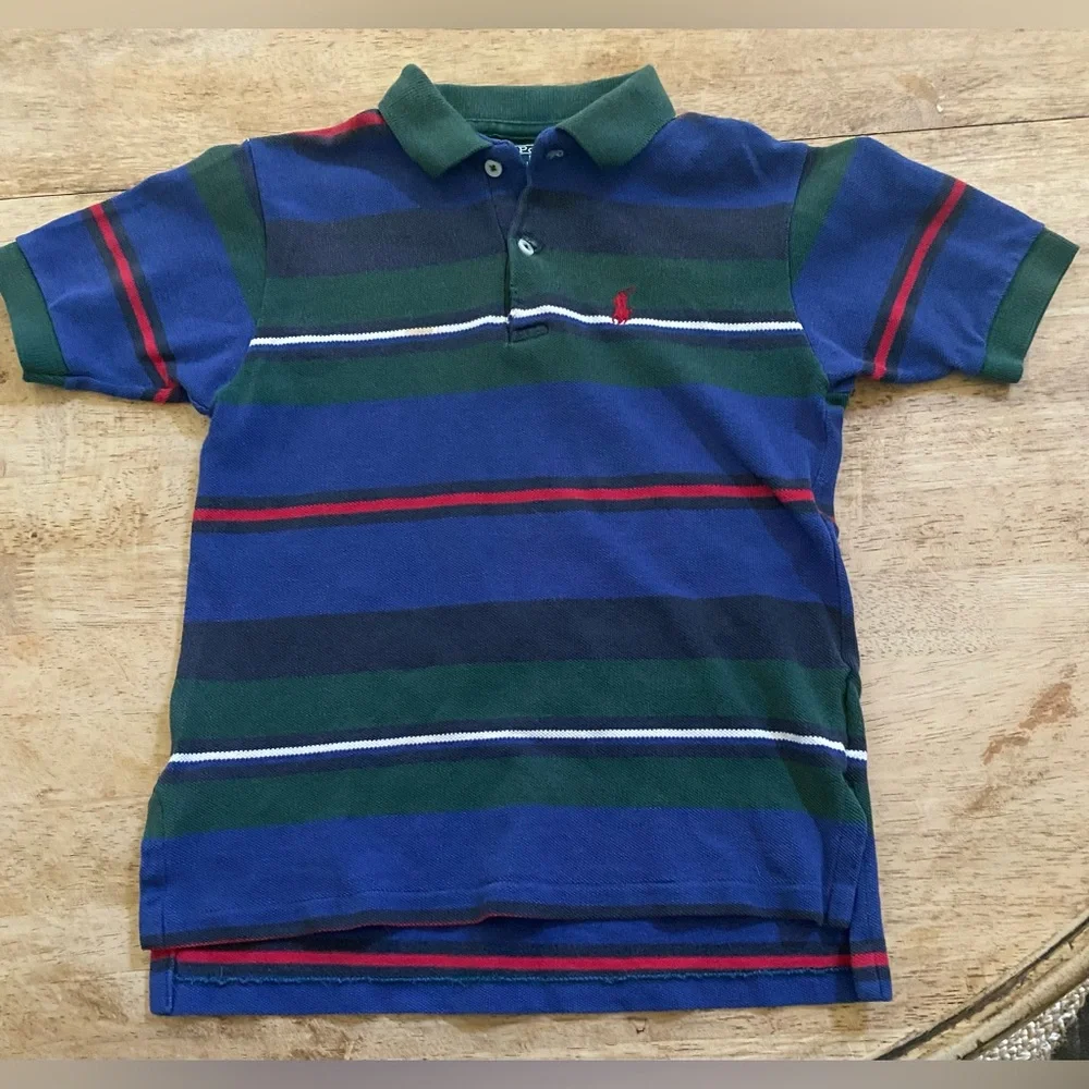Vintage Polo Ralph Lauren Boy’sSz 6 Striped Mesh Knit Polo Shirt‎
